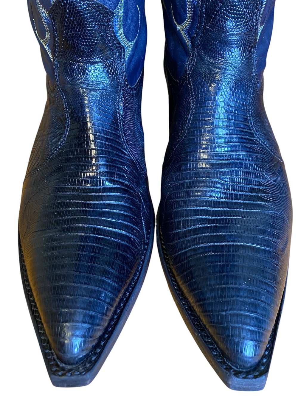 Nocona 1550-28-005 Vintage Blue Lizard & Leather Western Cowgirl Boots SZ 7D - Picture 5 of 15